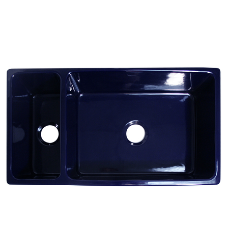 WHITEHAUS Large Rvrsbl Sink And Small Bowl W/ 2 ½" Lip On Both Sides, Blu WHQDB542-BLUE